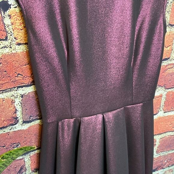 TED BAKER 0 US 2 Ayma Embellished Oxblood Metallic Fit & Flare Skater Dress Prom - Picture 6 of 12